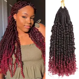 Pre-twisted Passion Twist Crochet Hair Crochet Box Braids With Curly Ends Bohemian Synthetic Braiding Hair For Women