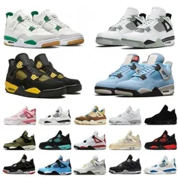 Jumpman 4s basketskor olivkakao wow 4 svart katt frysta stunder åska militär svart tall grön segel j4 sport män kvinnor tränare sneakers stor storlek 13