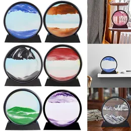 7/12 pouces image d'art de sable en mouvement verre rond 3D paysage de sable de mer profonde en mouvement affichage cadre de sable coulant cadeaux pour enfants H0922324G