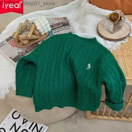 Swerygan Iyeal Spring and Autumn Dziecięce Swatery dla chłopców Treasure Knitted Retro Pullovers Raglan Kurtki luźne bawełniane topy Q231206