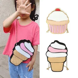 Barn liten läderväska 2020 New Kawaii Cake Ice Cream Bids Coin Wallet Pouch Box Girls Party Purse Crossbody Bags276t