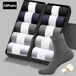 Herrstrumpor 10 Parspack Mens Cotton Business Middle Tube Deodorant andningsbar fast färg Sokken Comfort Sports mångsidig Sox 231205