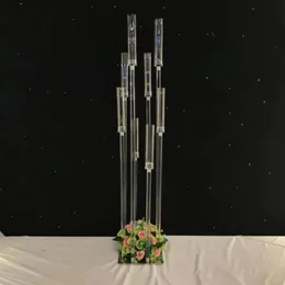 Acrylic Candelabra 8 Heads Arms Candle Holders Wedding Table Centerpiece Flower Stand Holder Candelabrum Party Home Decor2348