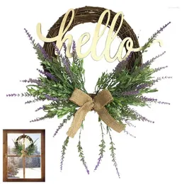 Fiori decorativi Corona floreale di benvenuto Fiore di lavanda Targa per porta Decorazione per interni ed esterni Primavera Estate Autunno per la decorazione domestica