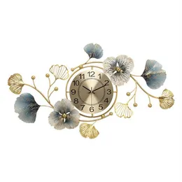 Metal wall digital clock 3D wall clocks home decore New Chinese Ginkgo biloba clock modern design Living room decoration226j