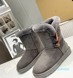 Snowboots Snowboots uit de serie Horn Buckle voor dames, platte bodem, comfortabel en warm