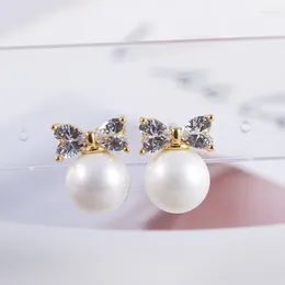 Ohrstecker Europa und Amerika süße Schleife Perle einfache schöne japanische koreanische Stil Mädchen