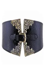 Nya ankomster Big Slaes Timelimited Fashion Women Elastic Midjeband Faux Leather Wide Midjebältet Retro Metal Buckle Lady Belt 7778719