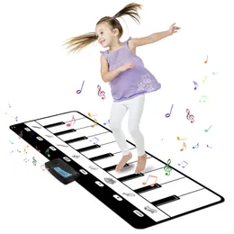 キーボードピアノピアノミュージカルマットおもちゃ8枚の楽器とキーボードサウンドダンスダンスタッチプレイマット初期の教育玩具ギフト女の子の幼児231206