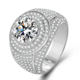Solitaire Male Lab Moissanite Diamond Pierścień 925 Srebrna biżuteria