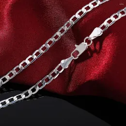 Kedjor Klassiska silverfärghalsband smycken 16-30 tum utsökt 4mm i sidled kedja halsband högkvalitativa julklappar