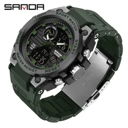 Designer Watch Watches Sanda 9011 Dual Display Nightlight Timing Weekly Boys Watch Sports Electronic Quartz Watch