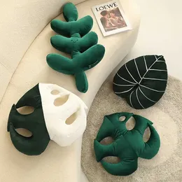 Almofada/decorativo estilo minimalista nórdico verdes realistas pelúcia macio monstera folhas de bananeira bonito broto em forma de sofá almofadas decoração do quarto