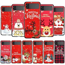 Mobiltelefonfodral för Samsung Galaxy Z Flip 3 4 5 Flip3 Flip4 Case Christmas Hard Cover Fundas för Galaxy ZFLIP3 ZFLIP4 ZFLIP 4 3 5 XMAS ELK COQUE J231206