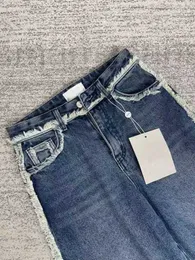 Kvinnors jeansdesigner robusta breda ben jeans för kvinnors hösten 2023 ny hög midja lös drapering, golvmopping hösten rak ben trendig stil 83xx