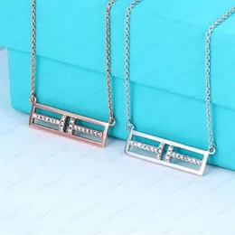 Designer love necklace female stainless steel couple gold chain square pendant neck luxury jewelry gift girlfriend accessories who228C