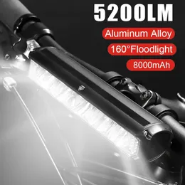 Bike Lights Light Front Waterproof Led Flashlight Bicycle Rechargeable 5200Lm Headlight USB Charging MTB Road Cycling Accessories 231206