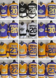 La Kings Jersesys 남자 하키 레트로 저지 30 Rogatien Vachon 33 Marty McSorley 22 Williams 20 Luc Robitaille 23 Brown