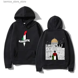 Moletons masculinos Moletons Palestina Hoodie Homens Harajuku Estético Retro Gráfico Unissex Outono Inverno Streetwear Vintage Casual Pulôver Moletom Q231206