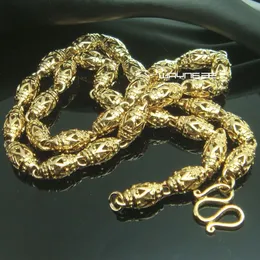 Noble Men18k Gold Filled Hollow Bead Halsband Curb Chain Link 50cm L 7mm N300250B