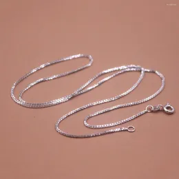 Pendants Real Pure 18K White Gold Necklace Women Men 1mm Width Thin Box Link Chain 17inch Length Stamp Au750