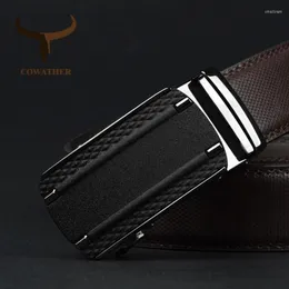 Gürtel COWATHER Männer Gürtel Kuh Echtes Leder Für Rindsleder Männlich Strap Rindsleder Riemen Legierung Automatische Schnalle CZ1432547903