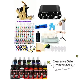 Tattoo Kit Colors Inks Set Disposable Needles New Power Supply Machine Gun Professional Kits Accessories