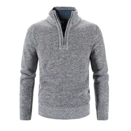 Męskie swetry Pull en tricot uśmiech thunicef ​​pour hommes pull zippe col montant Pull Document Chaud et Solude Pulls Minces Vetements Pour Hommes TRYB 231205