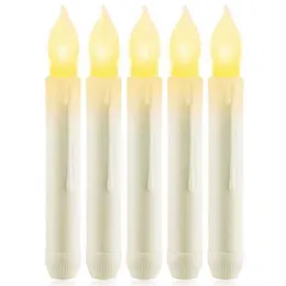 Velas cónicas sin llama Led, 12 Uds., velas cónicas falsas con pilas, luces de vela parpadeantes para ventana H0909235v
