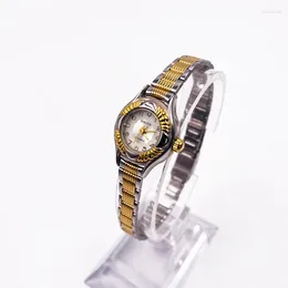 Wristwatches Mini Haida Digital Carved Pattern Gold Plated Steel Band Retro Classic Series 90's Manual Mechanical Watch