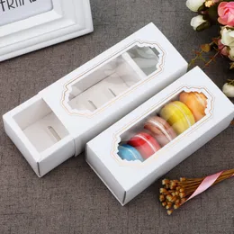 Transparent Macaron Box Drawer Box Chocolate Boxes Cake Boxes Cookies Biscuit White Paper Box