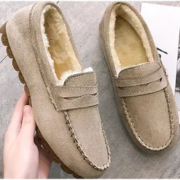 Dress Shoes Winter Women Flats Loafers Short Flock Inside Sewing Slip On Casual Ladies Non Slip Bottom Warm Female Comfortable 231206