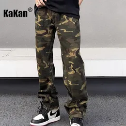 Women s Jeans Kakan American Street Camouflage Vintage for Men High Long Zipper Straight Tube Men s Pants K27 231206