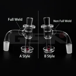 Bordo smussato con saldatura completa stile A Parte superiore piatta con saldatura non completa stile B Banger al quarzo Terp Slurper da 20 mm con diametro esterno con tappo in quarzo/perle di rubino da 6 mm per tubi dell'acqua Dab Rig