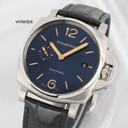 Klockor för män armbandsur Ny mekanisk fråga Box 98 Watches Limited Luxury Gold Blue Plate PAM00927 Automatisk herrklocka