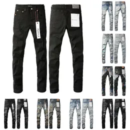 Calças de brim roxas calças jeans de marca roxa Calças de brim roxas buraco de verão 2023 novo estilo Bordado autocultivo e pés pequenos moda