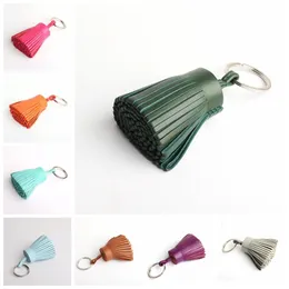 Keychains Lanyards Natural Real Leather Tassel Keychain For Keys Car Key Chain Key Ring Women Bag Charm Pendant Girls 231205
