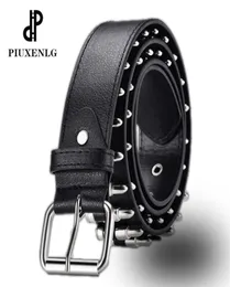 Ceinture de décoration de balle creuse mode dames en cuir de luxe clouté cadeau homme Goth Rock sauvage réglable femmes Punk ceinture noire 2105482225