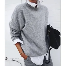 Damskie koszulki z dzianiny swobodny luźne koszulę z długim rękawem Fake dwuczęściowy swetra Sweter S Women /Winter Fashion Pullover Y2K Tops Knitwear S-3xl 231206