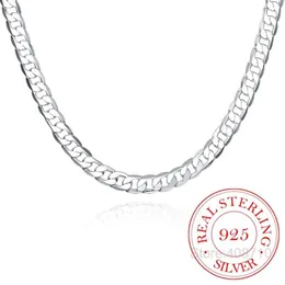 Łańcuchy 925 Srebrne srebrne 8mm 16-24 cale męskie naszyjnik łańcuch atmosferyczny atmosferyczne przyjęcie podtrzymujące biżuterię2096