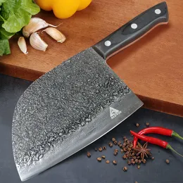 FULL TANG 7-inch Butcher Knife Multipurpose Chinese Chef Knives High Carbon Stainless Steel Meat Cleaver Heavy Duty Blade & Retail Box Packag