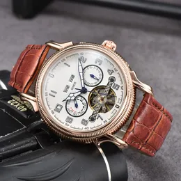 Pate Wrist Watches for 2023 Mens Watches Tourbillon Five Needles Automatic Mechanical Wastch عالية الجودة أعلى العلامة التجارية الفاخرة من الجلد الهدية جنيف