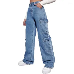 Dżinsowe dżinsy fuamos moda y2k wiatr damskie work organy na organie ulicy luźne europejskie amerykańskie dżinsowe spodnie proste