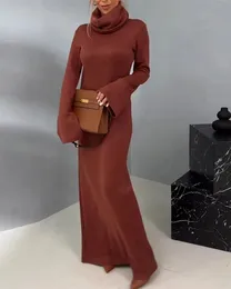 Городские сексуальные платья Robe maxi a manches longues et col haut pour femme tenue de fete couvertes tambour educatif automne hiver 231206