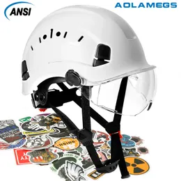 Capacetes de escalada Capacete de segurança com óculos de proteção Chapéu duro de construção masculino Capacetes de proteção ABS de alta qualidade Boné de trabalho para trabalho de escalada 231205