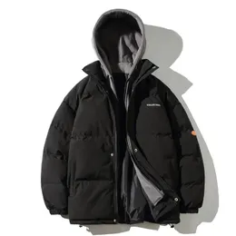 Mens Down Parkas Winter Warm Jacket Street Fashion Parka hoodie tjock koreansk lös kappa Kvinnstil 231206