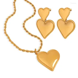 Ketting Oorbellen Set Marka Hart Hanger Roestvrij Stalen Sieraden Voor Vrouwen Mode Vergulde Accessoires Huwelijksgeschenken Verkoop