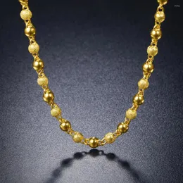 Łańcuchy męskie naszyjniki złoty kolor 6mm solidny naszyjnik z koralikami 24 -calowy kołnierz męski biżuteria akcesoria imprezowe prezenty bijoux