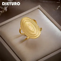 Cluster Ringe Dieyuro 316L Edelstahl Übertrieben Punk Oval Offener Ring Für Frauen Design Mädchen Rostfreier Schmuck Party Geburtstagsgeschenke