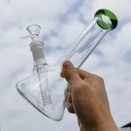 8 inch Green Glass Bong Water Pipe Hookah Bong Thick Beaker Bubbler + 14mm Bowl